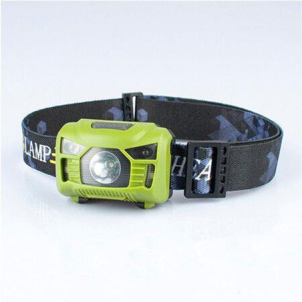 Sensor Flashlight Rechargeable Headlamp 6 Modes Helmet Light For Camping Running Hiking (Green)