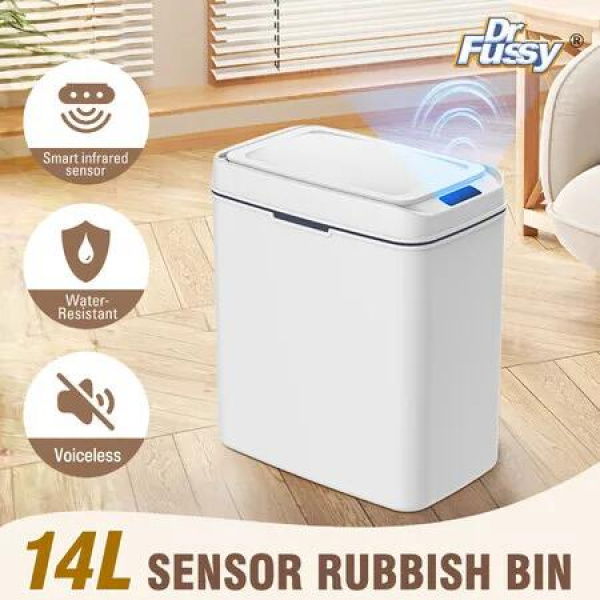 Sensor Rubbish Bin 14L Dustbin Recycling Garbage Kitchen Waste Trash Can Motion Auto Household Bathroom Toilet Office Trashcan Small Smart Container
