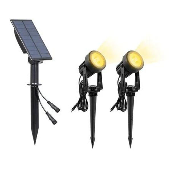 Set of 1 3000K Warm Light Solar Spotlights 2 in 1 with IP65 Waterproof Adjustable Lighting for Outdoor Garden Backyard Driveway Patio