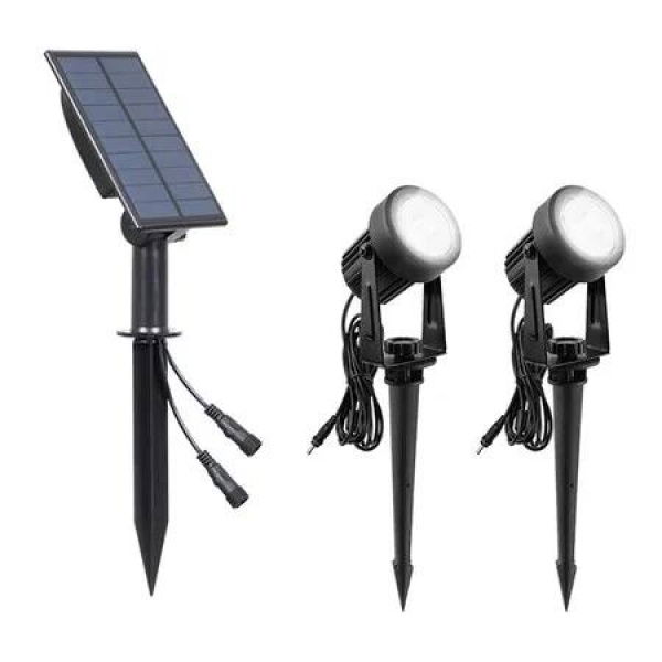 Set of 1 6000K White Light Solar Spotlights 2 in 1 with IP65 Waterproof Adjustable Lighting for Outdoor Garden Backyard Driveway Patio