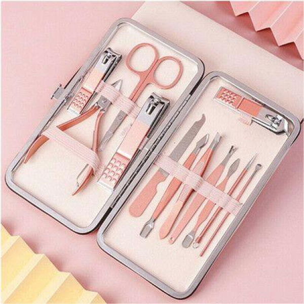 Set Of 12 Travel Professional Manicure Pedicure Set Beauty Tool Stainless Steel Nail Clipper