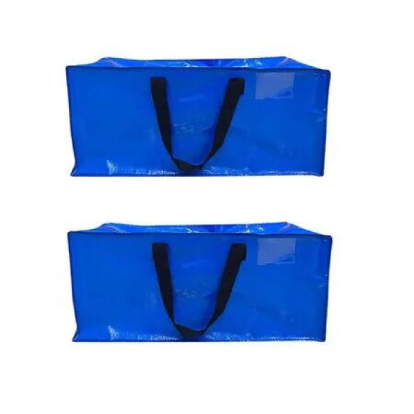 Set of 2 Extra Large Moving Bags with Backpack Straps Strong Handles Zippers Space Saving Storage Totes Fold Flat Alternative to Boxes and Bins Blue