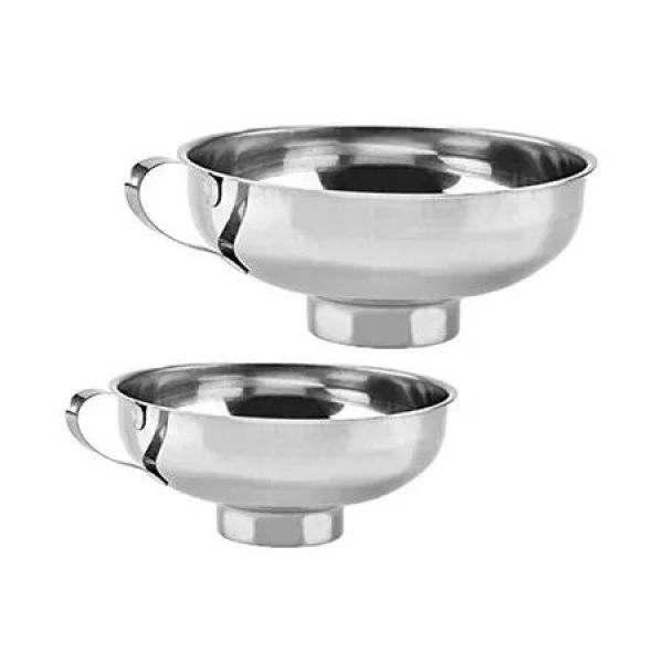 Set of 2 Pcs Mason Jar Funnel Set, Stainless Steel Canning Funnel with Handle for Wide and Regular Jars