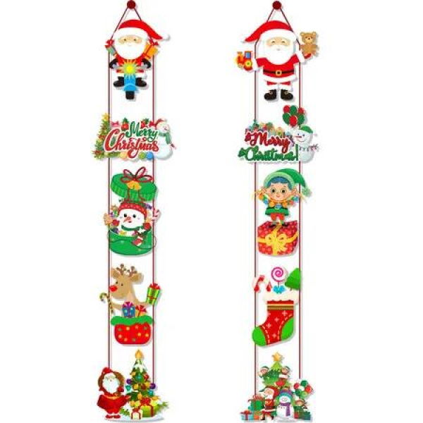 Set of 2 Santa Claus Christmas Door Hangings Festive Decorations for Indoor And Outdoor Parties