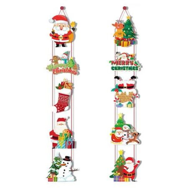 Set of 2 Santa Claus Christmas Door Hangings Festive Indoor Outdoor Party Decorations