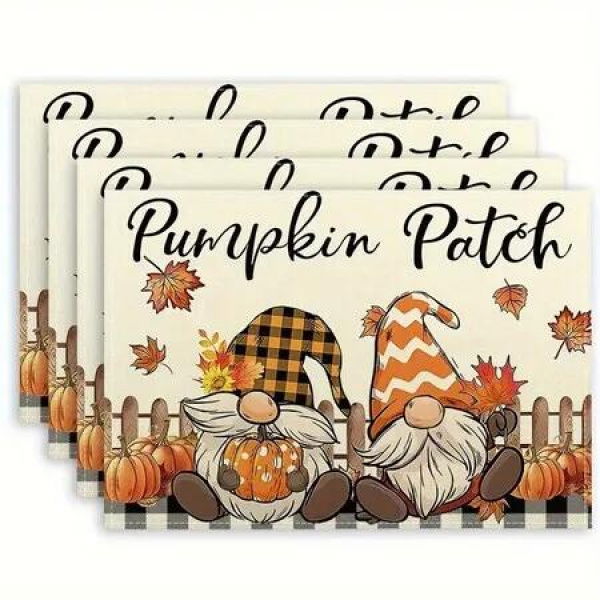 Set of 4 Cartoon Halloween Placemats 25x32cm Seasonal Table Mats for Party and Kitchen Dining Decoration