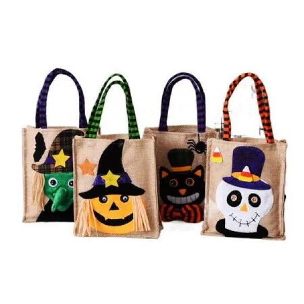 Set of 4 Halloween NonWoven Candy Bags Ghost Festival Pumpkin Bags for Decoration Props Ideal for Trick or Treat