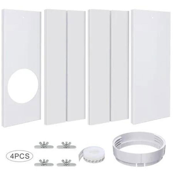 Set of 4 Mobile Air Conditioning Accessories 15cm Interface 43-140cm Wide 16cm Window Sealing Baffle Adjustable Seal Plate Set for Sliding Windows