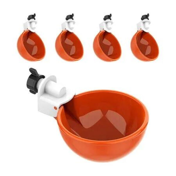 Set of 5 Automatic Chicken Water Cups Feeder for Poultry (Chickens, Ducks, Geese, Turkeys, Bunnies)