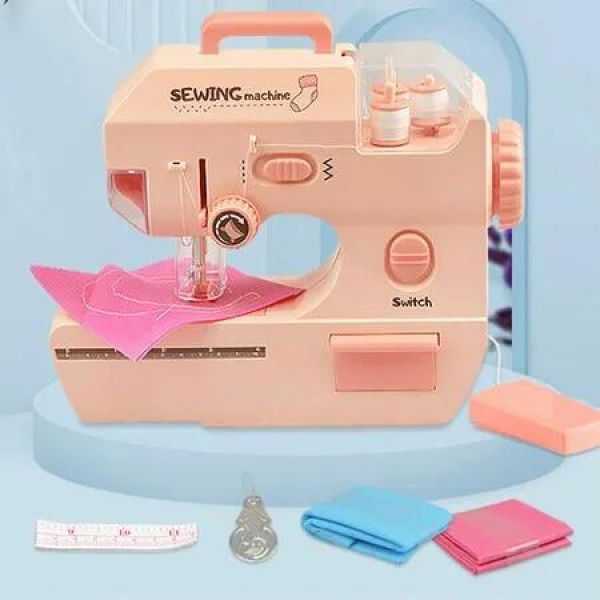 Sewing Kit Toy Machine Educational Fun Craft Learning Gift Portable Travel Children Creative Skill Beginner Pink Ages 8+