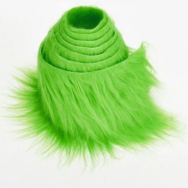 Shaggy Plush Faux Fur Fabric Precut Strips Fluffy Fuzzy Craft Fur for Gnomes Beard Hair Cosplay Costume Dwarf Decoration (Green,2x60 inch)