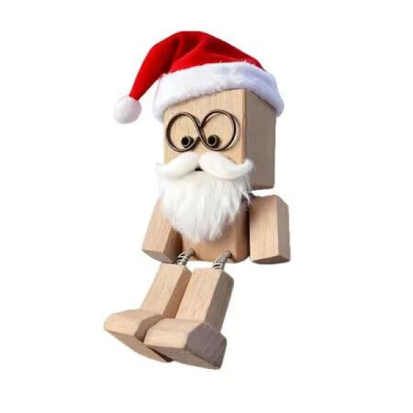 Shaking Wooden Man Figurine,Handmade Wooden Dashboard Toy with 12 Funny Faces,Swaying Car Ornament,Magnetic Bobble Figure (1PCS Christmas)