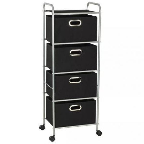 Shelving Unit With 4 Storage Boxes Steel And Non-woven Fabric