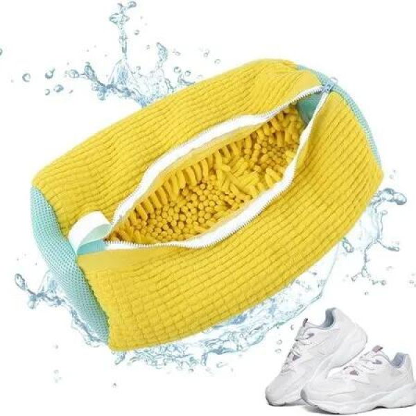 Shoe Bag Cleaning Bag for Washing Machine Portable Reusable Shoe Bag for Laundry in Yellow