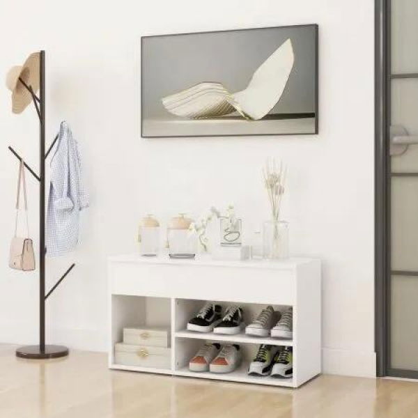 Shoe Bench White 80x30x45 cm Engineered Wood