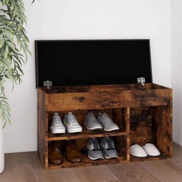 Shoe Bench With Cushion Smoked Oak 80x30x47 Cm Engineered Wood