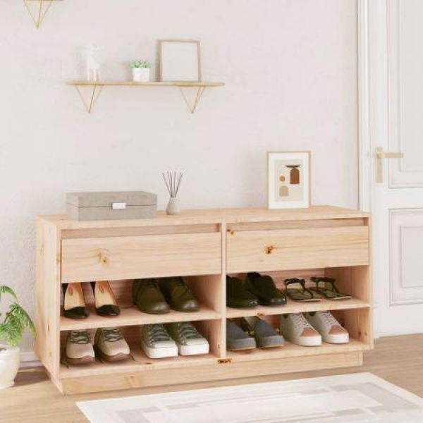 Shoe Cabinet 110x34x52 Cm Solid Wood Pine