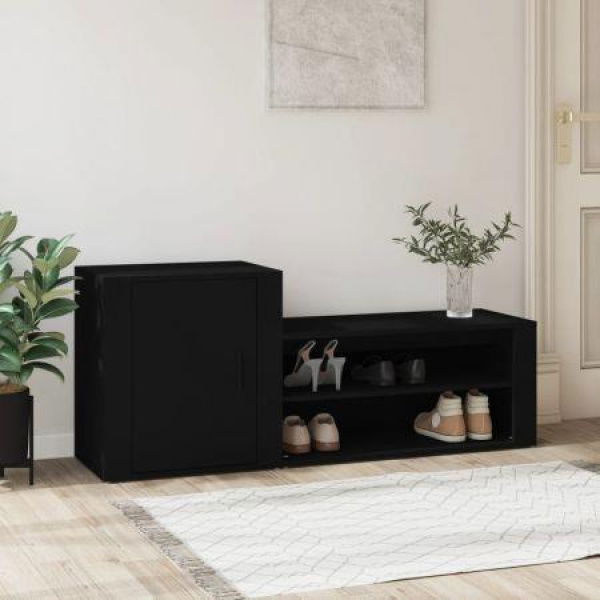 Shoe Cabinet Black 130x35x54 Cm Engineered Wood