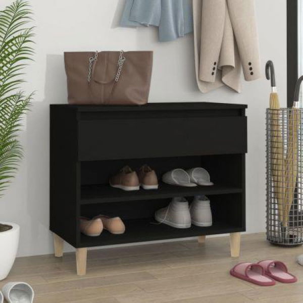 Shoe Cabinet Black 70x36x60 Cm Engineered Wood