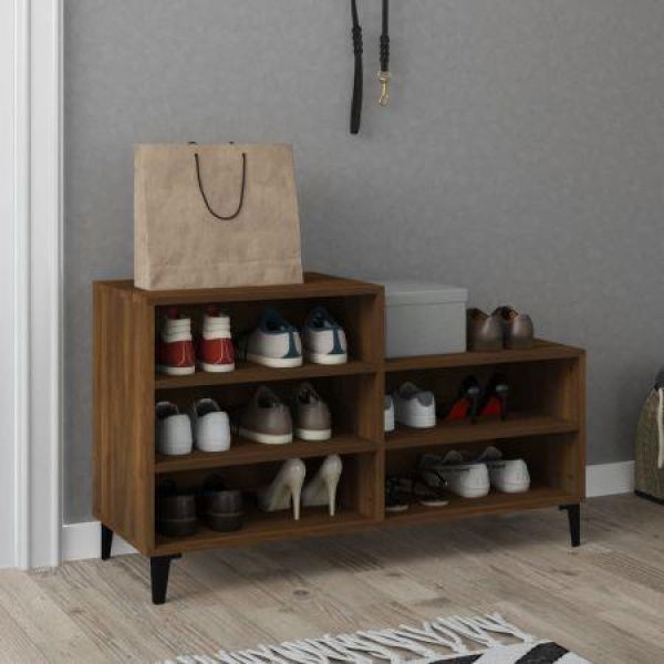 Shoe Cabinet Brown Oak 102x36x60 Cm Engineered Wood