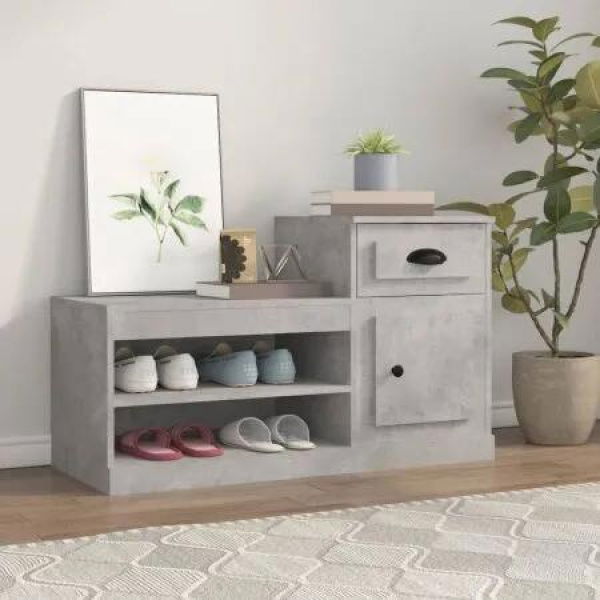 Shoe Cabinet Concrete Grey 100x42x60 cm Engineered Wood