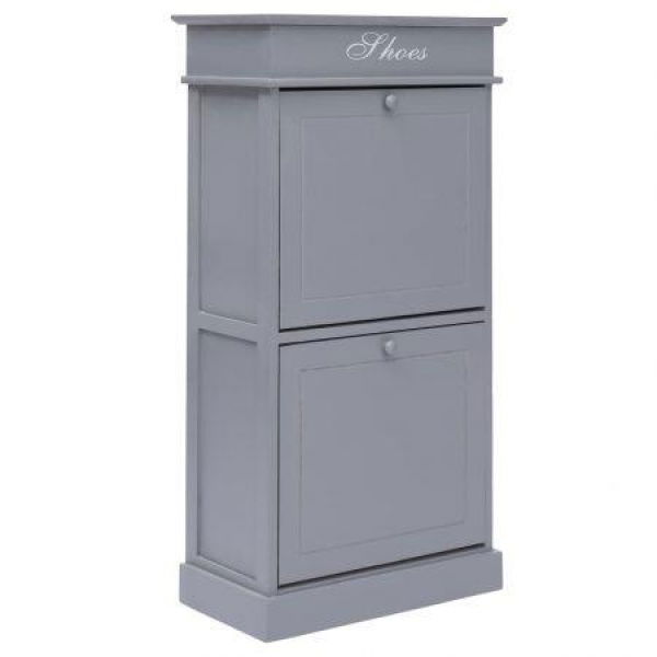 Shoe Cabinet Grey 50x28x98 Cm Paulownia Wood