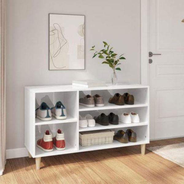 Shoe Cabinet High Gloss White 102x36x60 Cm Engineered Wood