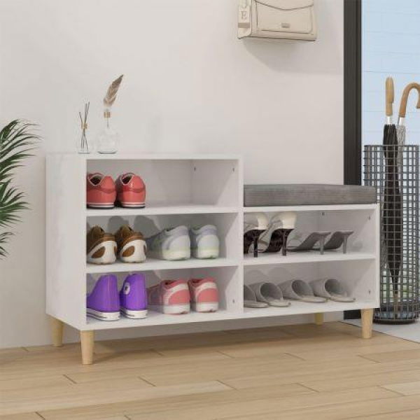 Shoe Cabinet High Gloss White 102x36x60 Cm Engineered Wood