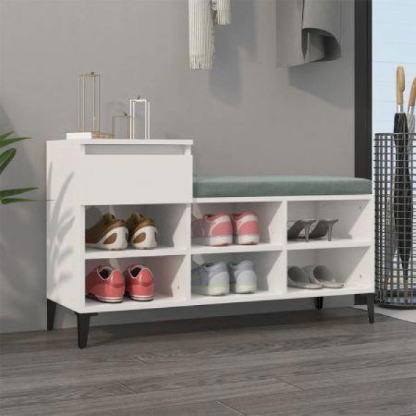 Shoe Cabinet High Gloss White 102x36x60 Cm Engineered Wood