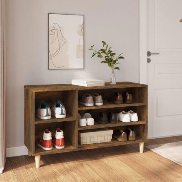 Shoe Cabinet Smoked Oak 102x36x60 Cm Engineered Wood