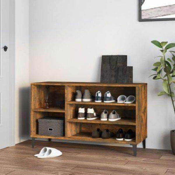 Shoe Cabinet Smoked Oak 102x36x60 Cm Engineered Wood