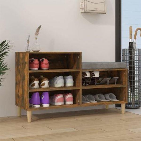 Shoe Cabinet Smoked Oak 102x36x60 Cm Engineered Wood