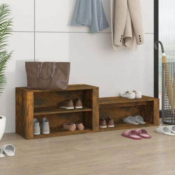 Shoe Cabinet Smoked Oak 150x35x45 Cm Engineered Wood