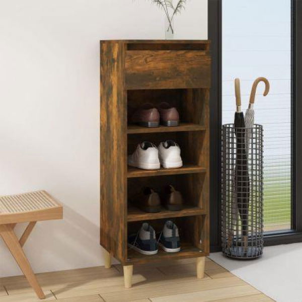 Shoe Cabinet Smoked Oak 40x36x105 Cm Engineered Wood