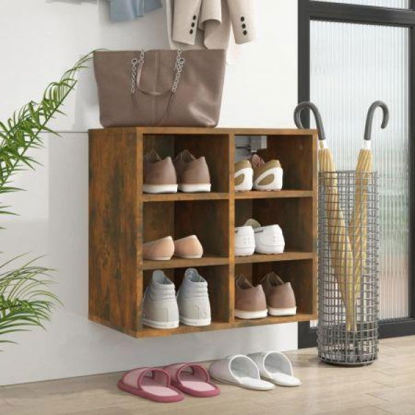 Shoe Cabinet - Smoked Oak - 52.5x30x50 Cm