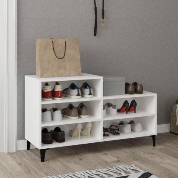 Shoe Cabinet White 102x36x60 Cm Engineered Wood