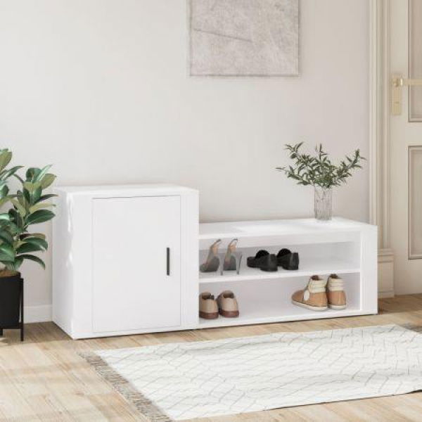 Shoe Cabinet White 130x35x54 Cm Engineered Wood