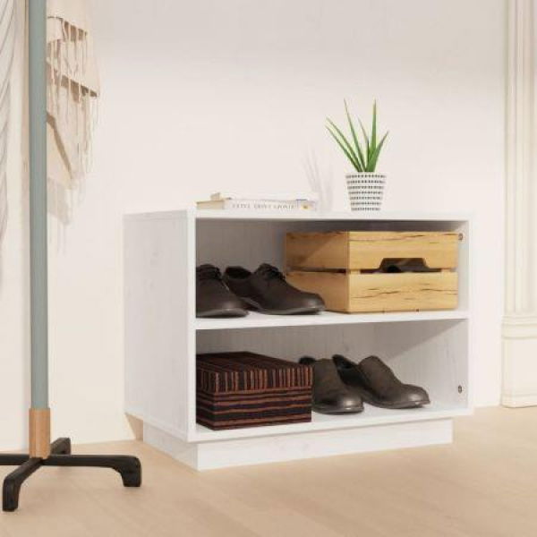 Shoe Cabinet White 60x34x45 Cm Solid Wood Pine