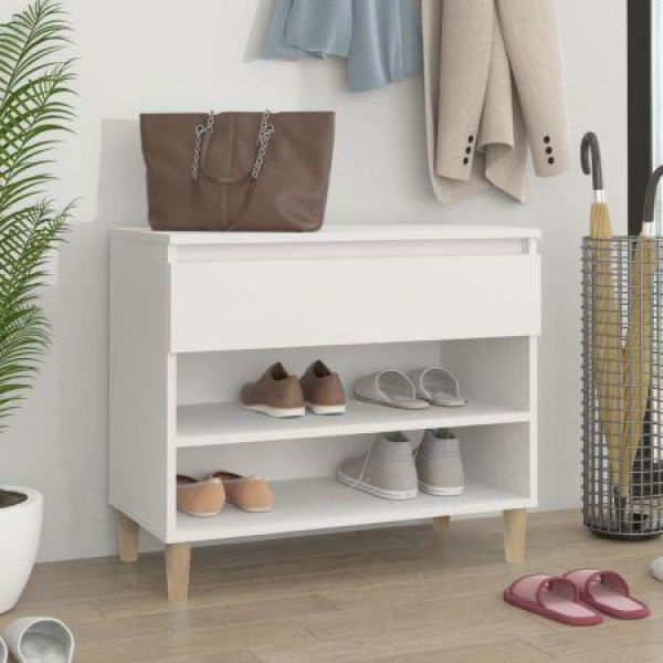 Shoe Cabinet White 70x36x60 Cm Engineered Wood