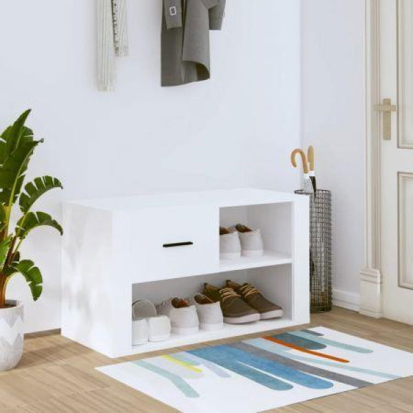 Shoe Cabinet White 80x35x45 Cm Engineered Wood