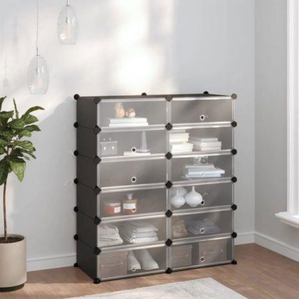 Shoe Rack Black 94.5x36.5x106 Cm PP