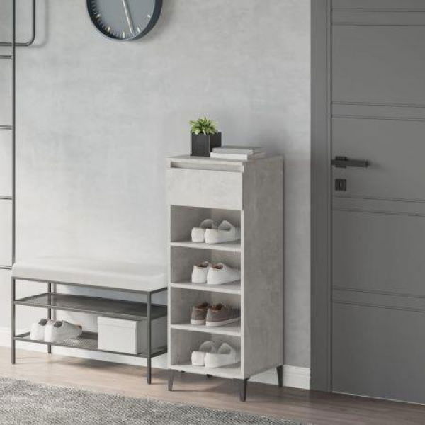 Shoe Rack Concrete Grey 40x36x105 Cm Engineered Wood