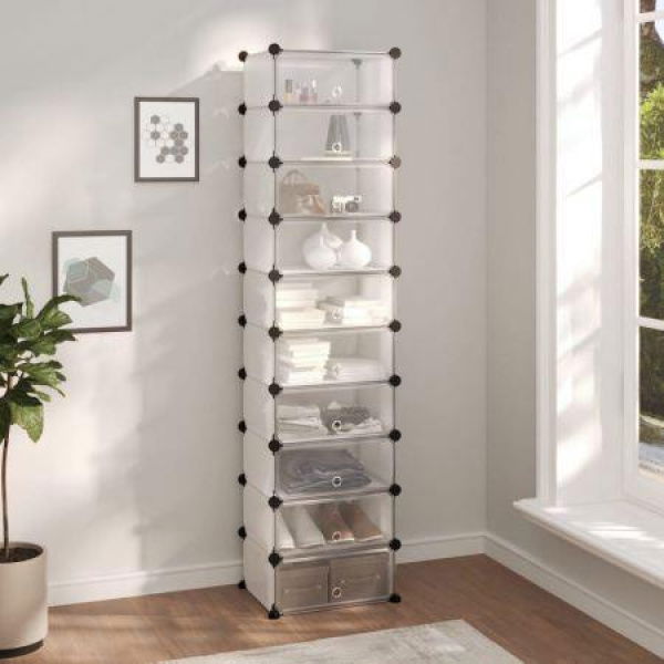 Shoe Rack Transparent 44x32x174 Cm PP