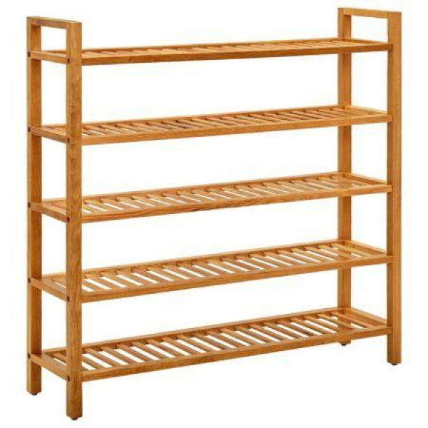 Shoe Rack With 5 Shelves 100x27x100 Cm Solid Oak Wood