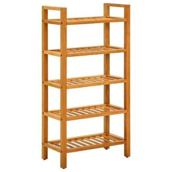 Shoe Rack with 5 Shelves 50x27x100 cm Solid Oak Wood