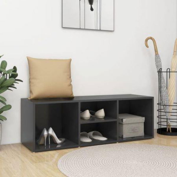 Shoe Storage Bench Grey 105x35x35 Cm Engineered Wood