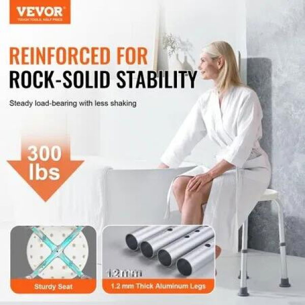 Shower Chair for Inside Shower Adjustable Height Shower Stool Non-Slip Bench Bathtub Seat Stool for Elderly Disabled Adults Handicap 300 lbs Capacity