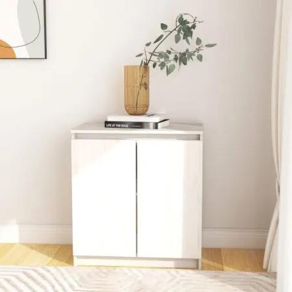 Side Cabinet White 60x36x65 cm Solid Wood Pine
