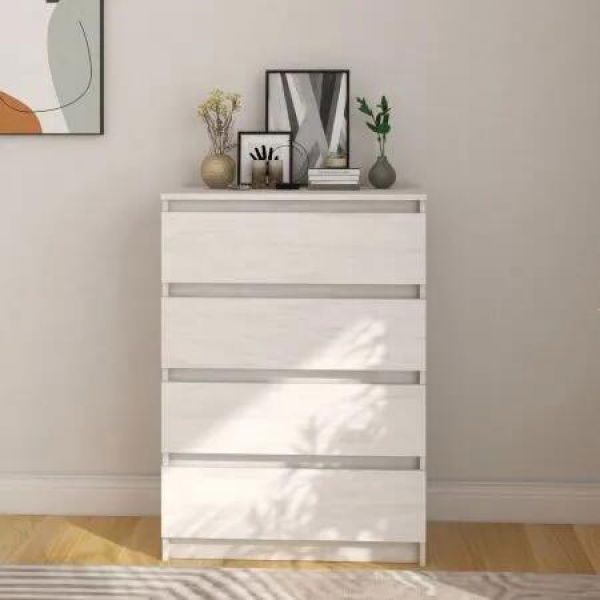 Side Cabinet White 60x36x84 cm Solid Pinewood