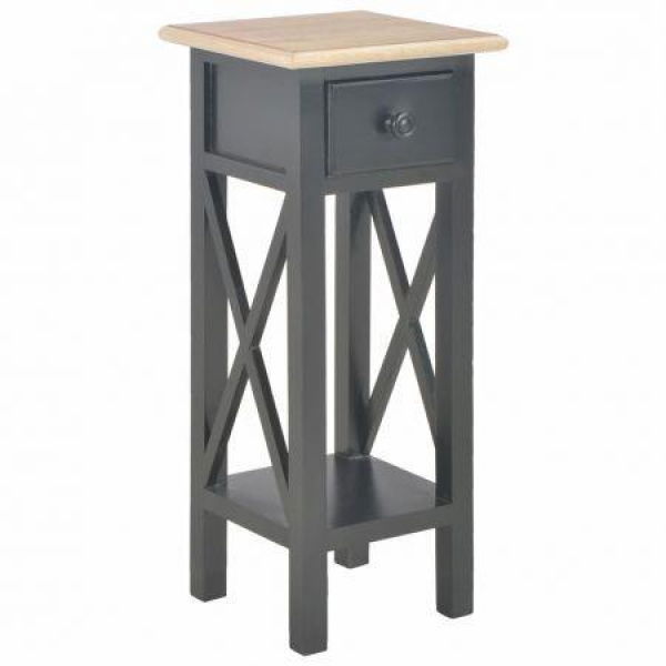 Side Table Black 27x27x65.5 Cm Wood.